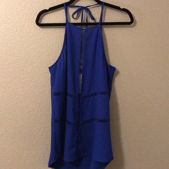 NWT Boutique Royal Blue Halter Tank Top w/ Cutouts - Picture 1 of 5